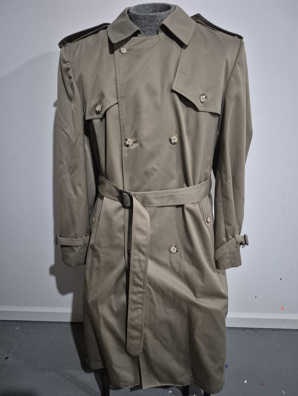 Stafford Classic Men's Khaki Trench Coat Size 44 Long